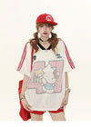 肌触りよい カジュアル ゆったり プリント Tシャツ S-13278