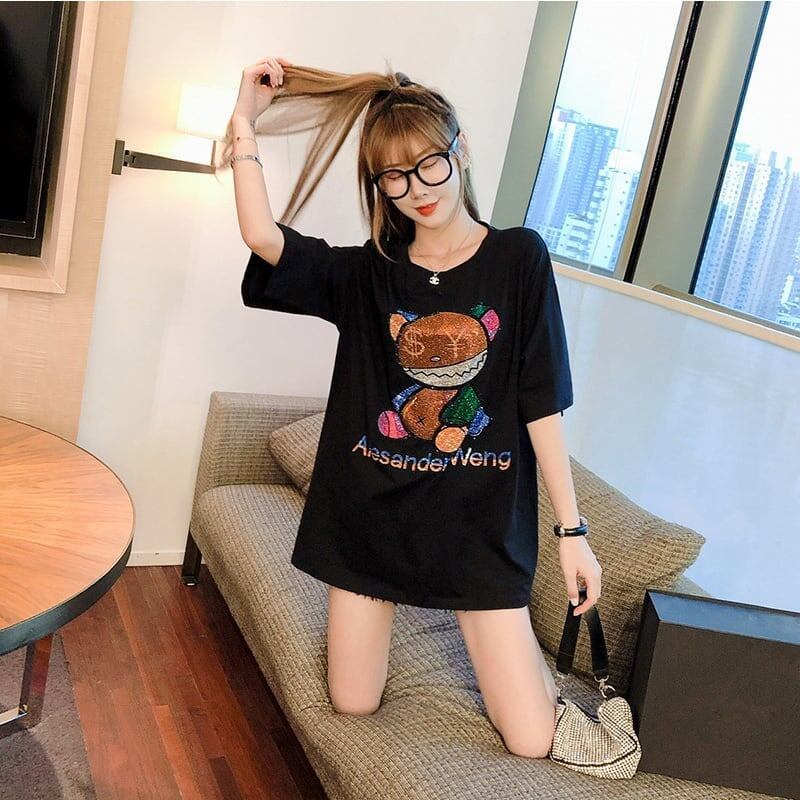 個性的なデザイン 切り替え 一目惚れ プリント Tシャツ カットソー＜S-3481＞