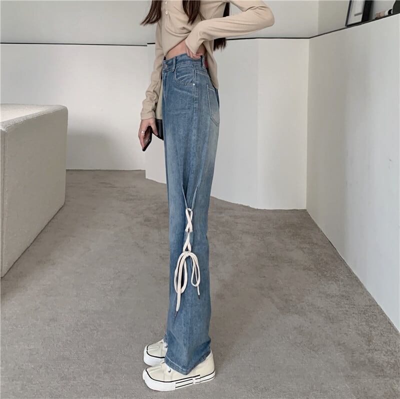 レトロ ハイウエスト スタイリッシュ ジッパー ワイドパンツ＜S-2862＞