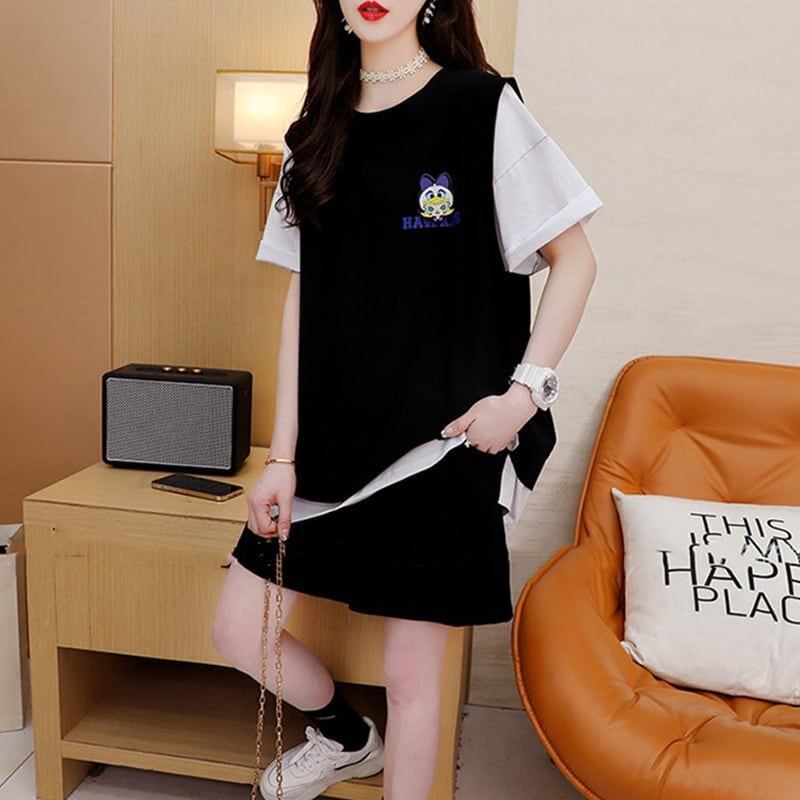 ルーズ 切り替え 美人度アップ Tシャツ＋ショートパンツ セットアップ＜S-3310＞