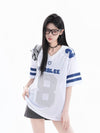 通気メッシュ 袖2本ライン Vネック Tシャツ S-80004