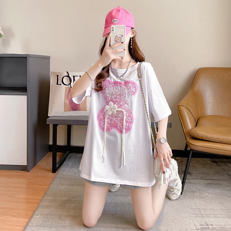 着心地抜群 切り替え 女性力を高める プリント Tシャツ カットソー＜S-3405＞