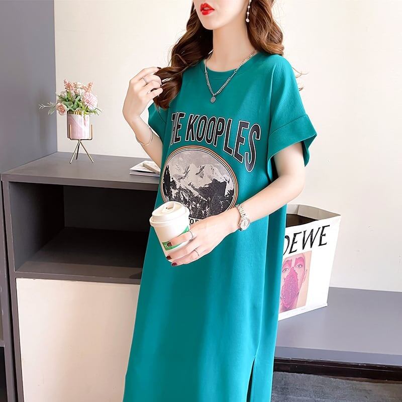 好感度満載 プリント 美感いっぱい Tシャツ カットソー ワンピース＜S-3599＞