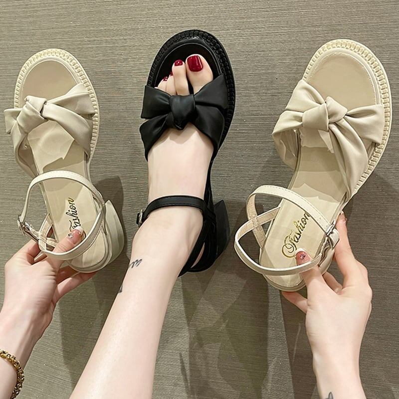 ファッション 蝶結び 美人度アップ 太ヒール シューズ＜S-3160＞