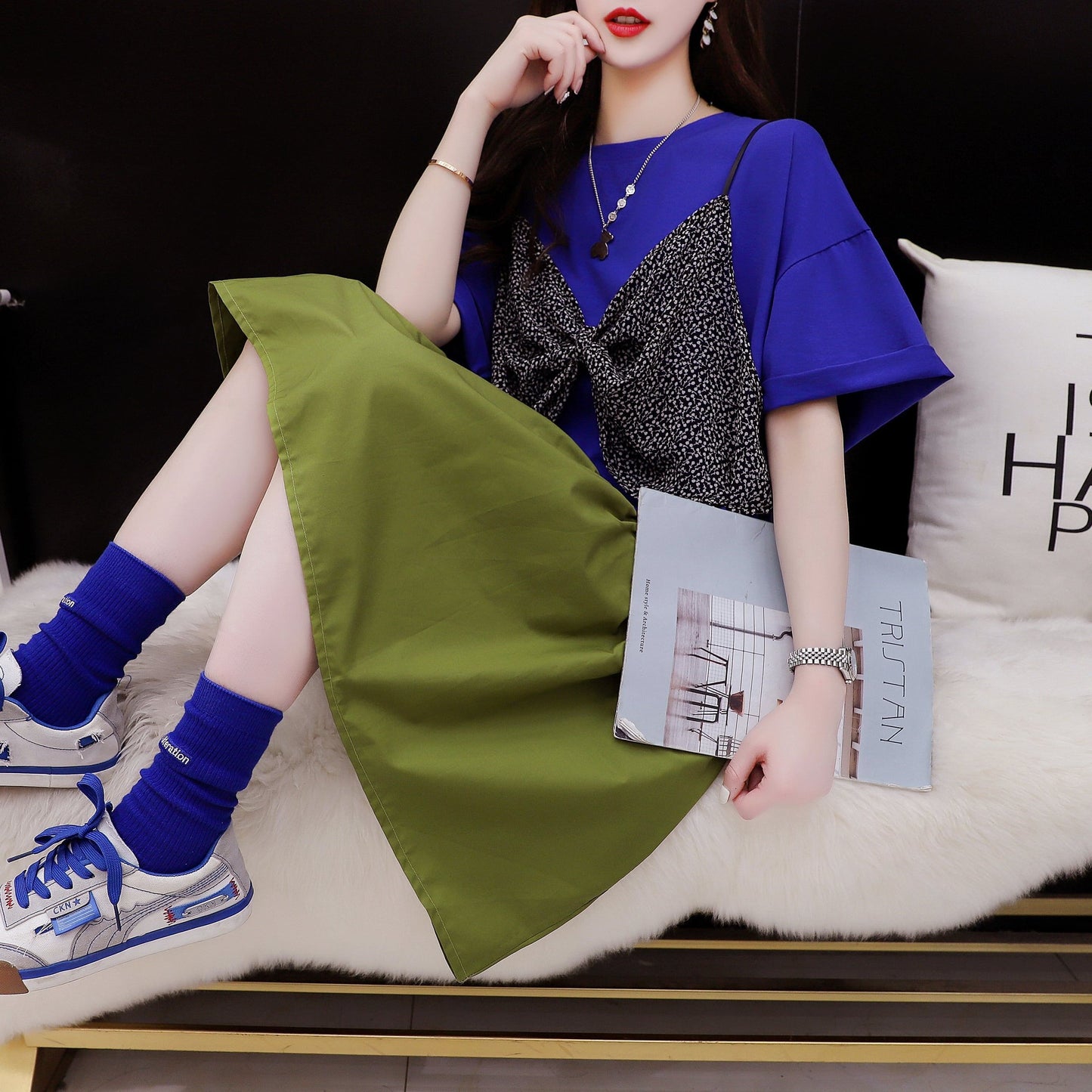 ゆったり感アップ Tシャツ 高級感溢れる カットソー ワンピース＜S-3350＞
