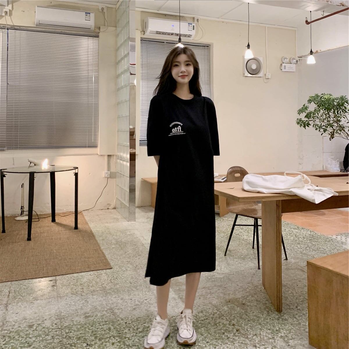 美人度アップ プリント チャーミング Tシャツ カットソー ワンピース＜S-3602＞