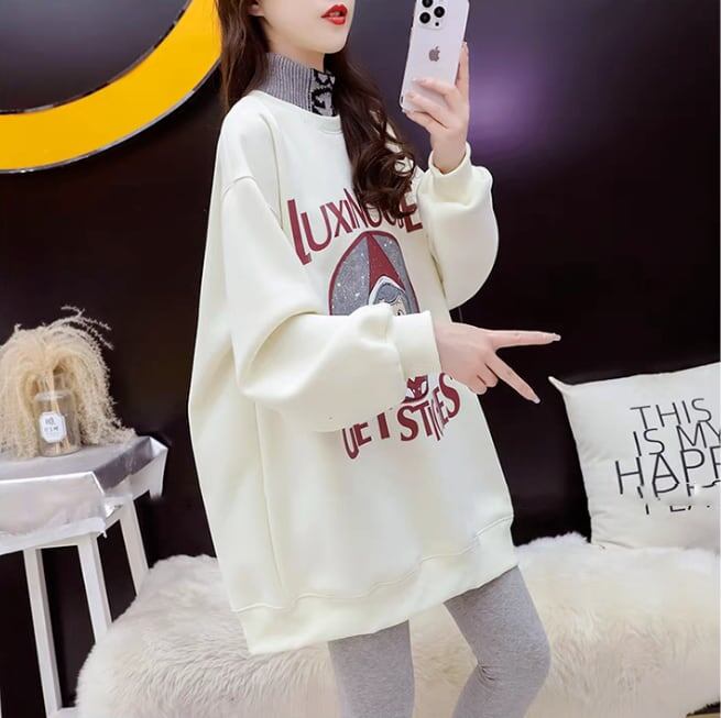 【裏起毛】大人可愛い 上質 ファッション ルーズスウェット<S-6318>