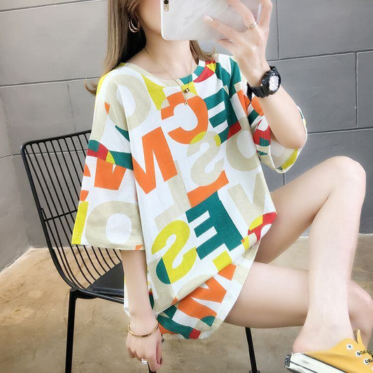 売り切れ必至 カラーマッチング 個性派 プリント全2色 半袖Tシャツ カットソー ＜S-8556＞