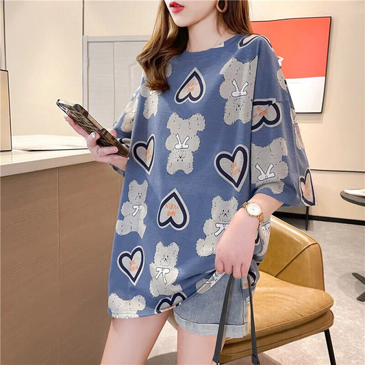 好感度満載 プリント 美感いっぱい Tシャツ カットソー＜S-3343＞