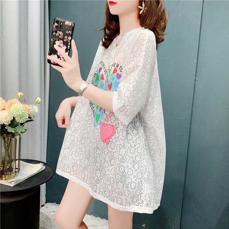 スタイリッシュ 切り替え 一目惚れ プリント Tシャツ カットソー＜S-3579＞