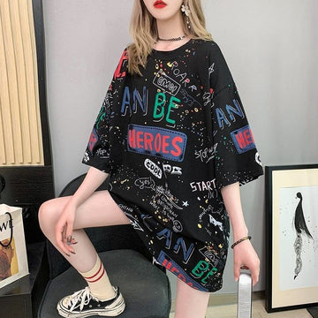 スタイリッシュ 切り替え 一目惚れ プリント Tシャツ カットソー＜S-3540＞