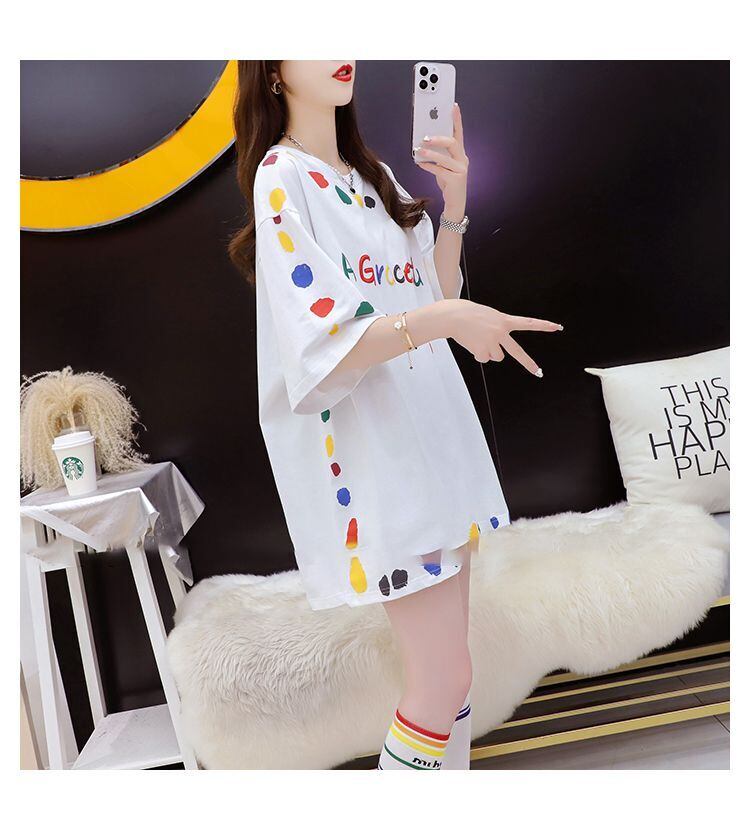 売り切れ必至 プリント ファッション 切り替え 全2色 半袖Tシャツ＜S-8623＞