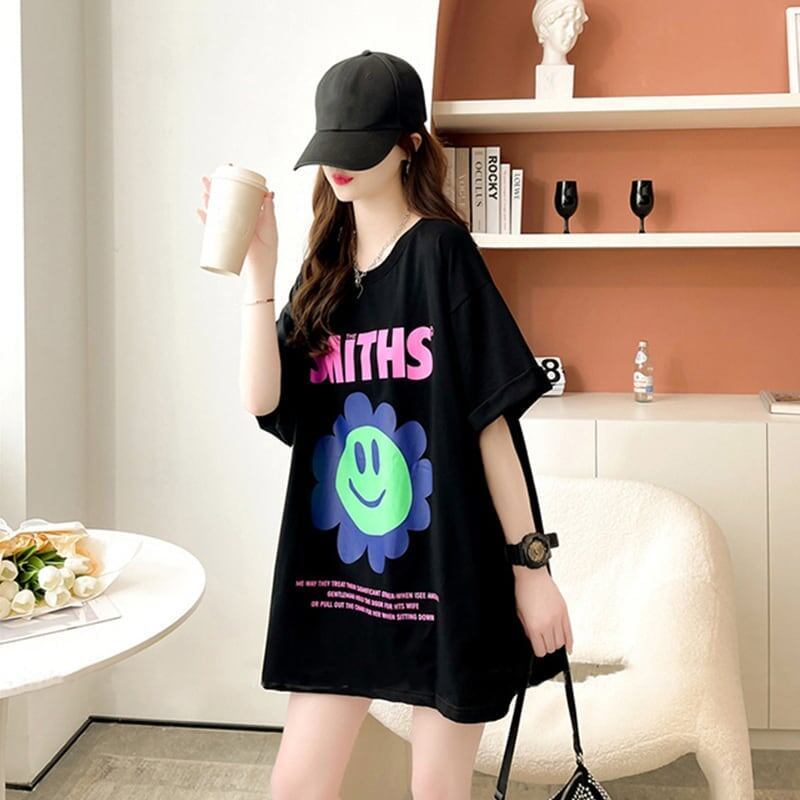 美人度アップ 切り替え ファッション プリント Tシャツ カットソー＜S-3412＞
