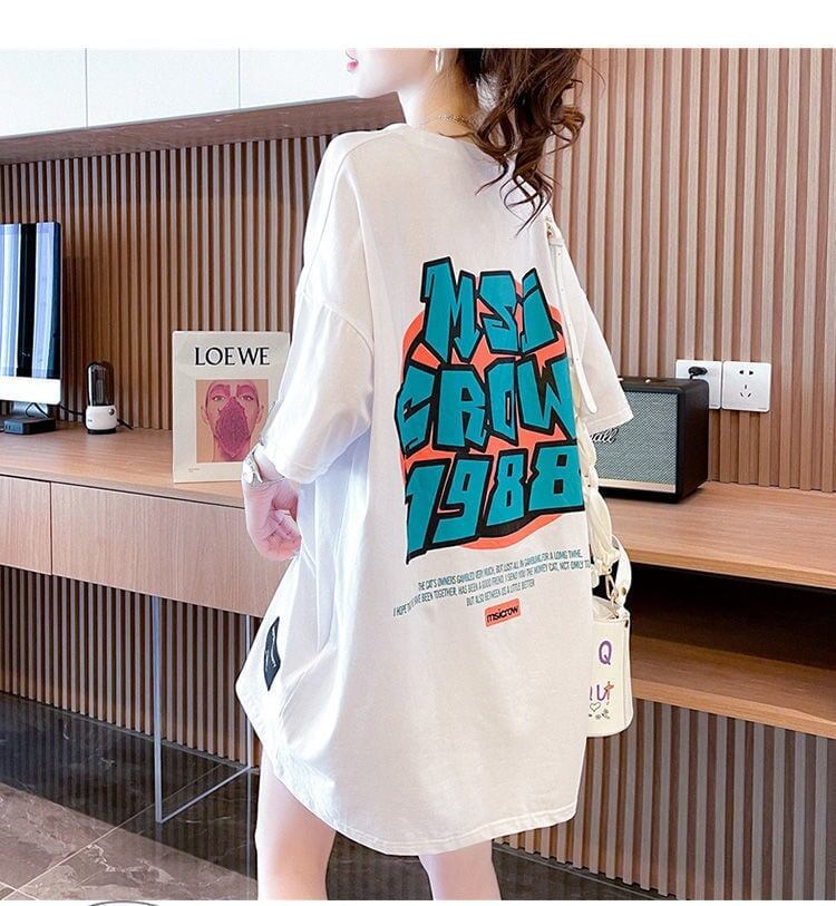 組み合わせやすい アルファベット 数字ロゴ プリントTシャツ ゆったり半袖＜S-2957＞