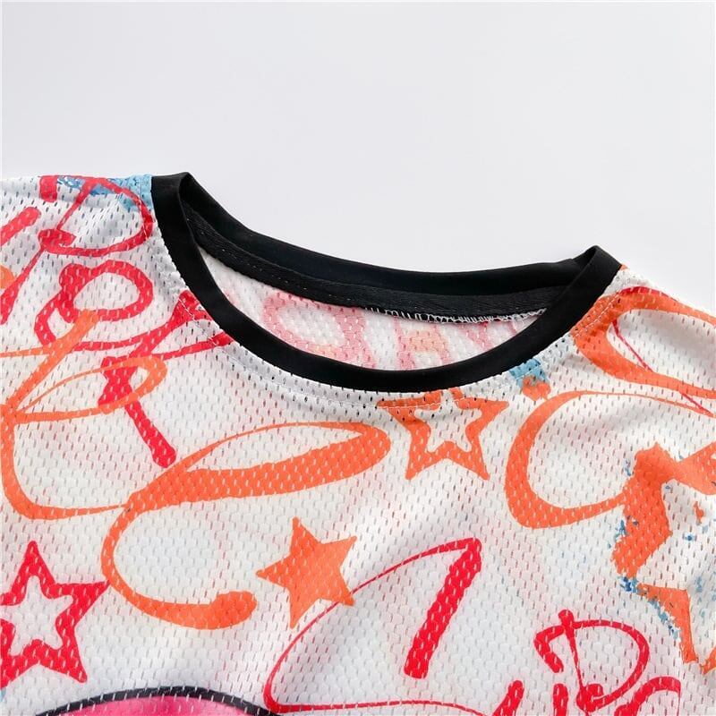 おしゃれ度アップ ロング 落書きストレート系 Tシャツ ゆったり ワンピース＜S-2995＞