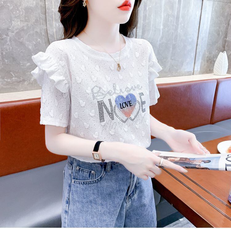 新商品 大人可愛い 話題沸騰中 ホットダイヤモンド 全3色 半袖Tシャツ<S-8868>
