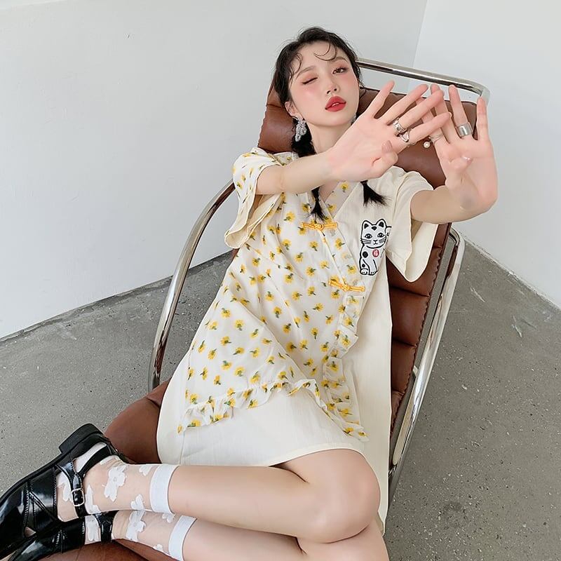 清純甘くて女子力UP プリント 好感度満載 ワンピース＜S-3253＞
