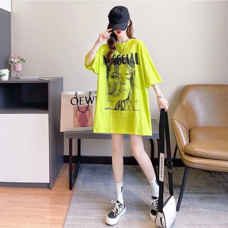 美人度アップ 切り替え ファッション プリント Tシャツ カットソー＜S-3399＞