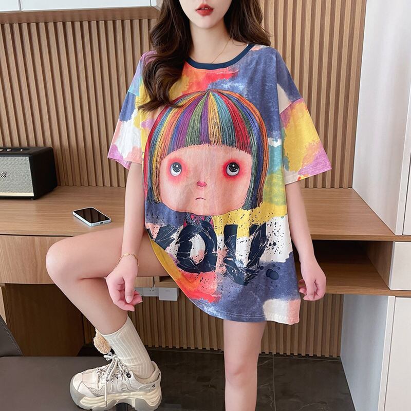 売り切れ必至 絞り染め ファッション プリント 半袖 Tシャツ＜S-8412＞