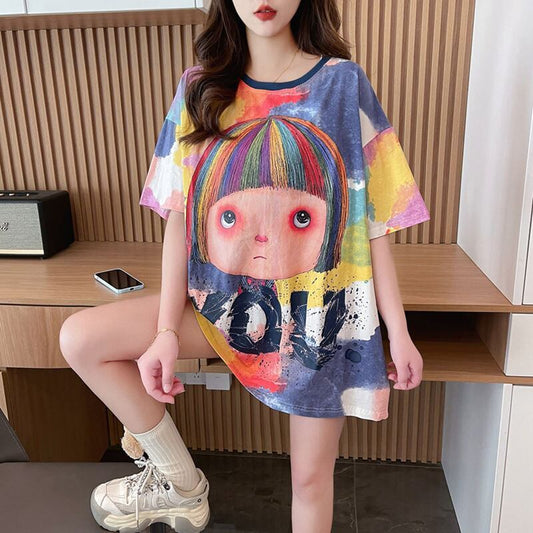 売り切れ必至 絞り染め ファッション プリント 半袖 Tシャツ＜S-8412＞