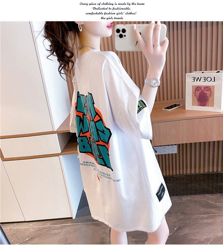 組み合わせやすい アルファベット 数字ロゴ プリントTシャツ ゆったり半袖＜S-2957＞