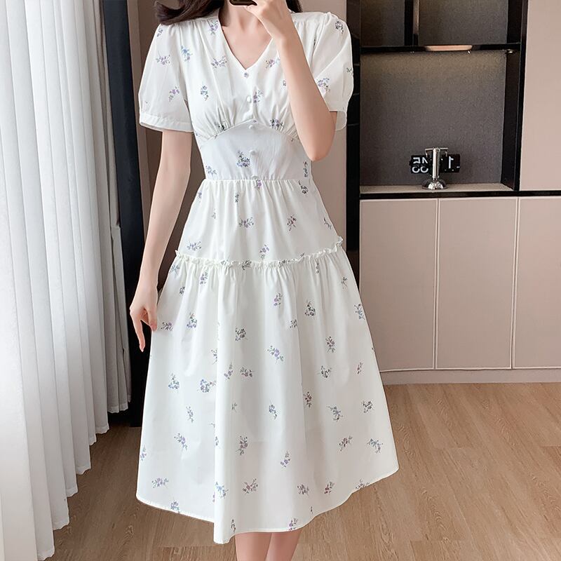 美人度アップ エレガント 着回し力抜群 花柄 ワンピース<S-8818>