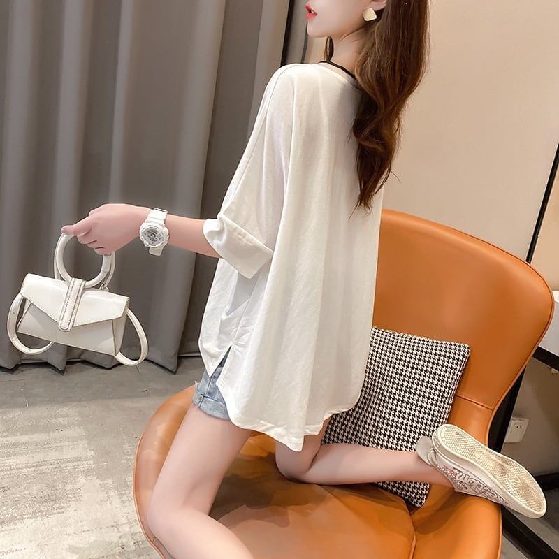 着心地抜群 3色選択可 女性力を高める Vネック Tシャツ カットソー＜S-3094＞