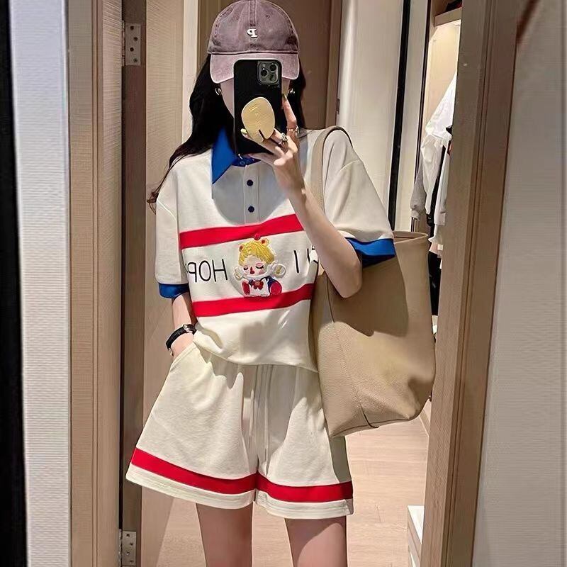 数量限定 プリント切り替え カジュアル 半袖Ｔシャツⅹパンツセット全2色 <S-8665>
