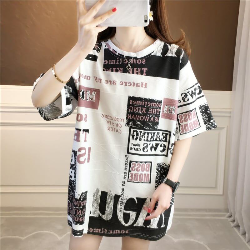 カジュアル ラウンドネック オシャレ度満点 プリント Tシャツ カットソー＜S-2947＞