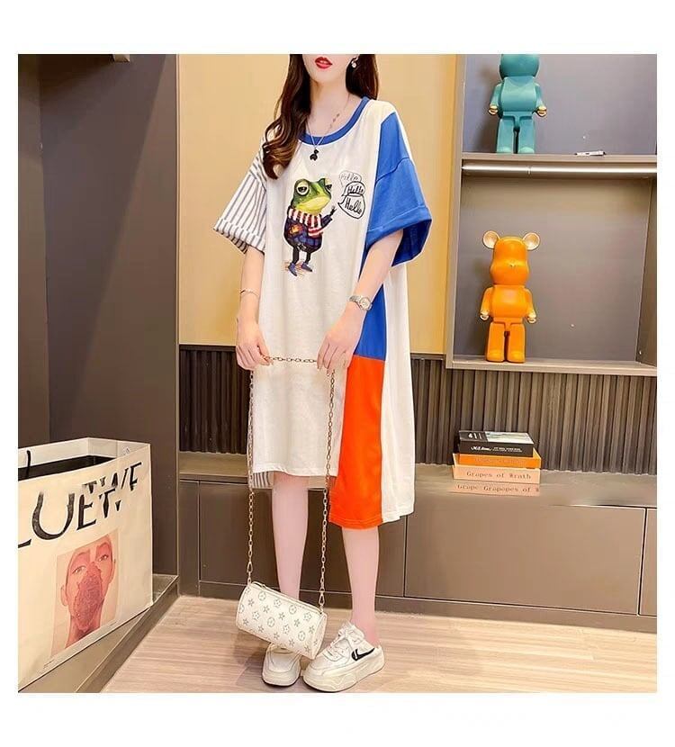 夏新作 カラーマッチング 存在感満点 ロング Tシャツ ゆったり ＜S-2839＞