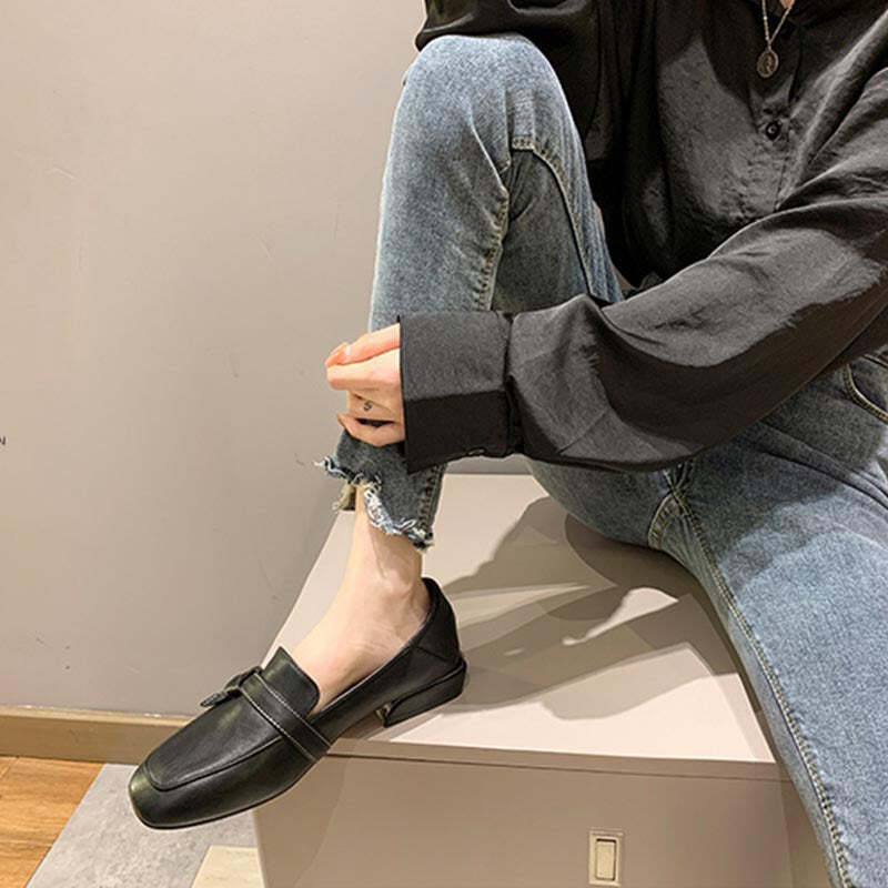 好感度満載 太ヒール 美感いっぱい スクエアトゥ 革靴 シューズ＜S-2771＞
