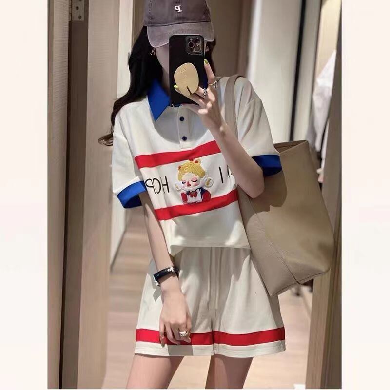 数量限定 プリント切り替え カジュアル 半袖Ｔシャツⅹパンツセット全2色 <S-8665>