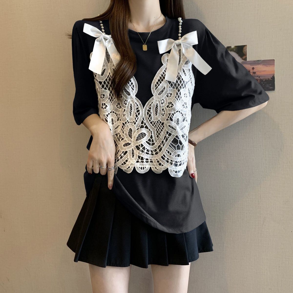 ファッション感満々 ロング丈 ゆったり 2色半袖Tシャツ＜S-10995＞