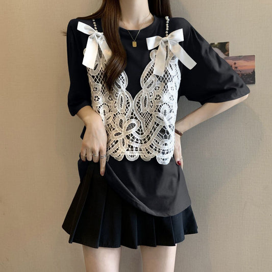 ファッション感満々 ロング丈 ゆったり 2色半袖Tシャツ＜S-10995＞