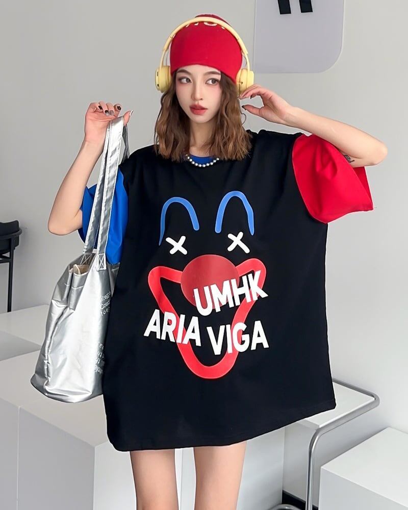 お勧めカラーマッチング ゆったり ビッグロゴ 半袖Tシャツ 全2色＜S-4838＞