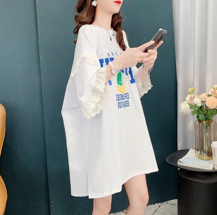 コットンレーストリム半袖Tシャツ<S-3028>