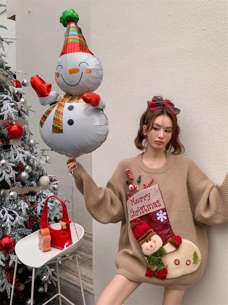 超人気クリスマスロゴニットセーター2色あり<S-4551>