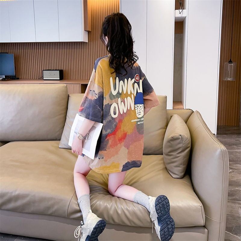 売り切れ必至 絞り染め ファッション プリント 2色選択 半袖Tシャツ＜S-8573＞