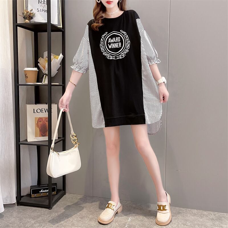 期間限定 ストライプ柄 新作 切り替え プリント 全3色 半袖Tシャツ カットソー ＜S-8685＞