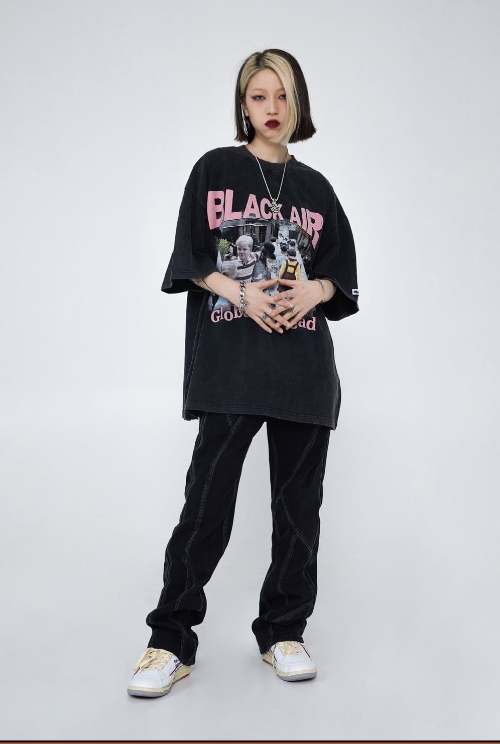 見逃し厳禁 ファッション ストリート系 ヴィンテージ加工 プリントTシャツ ＜S-2893＞