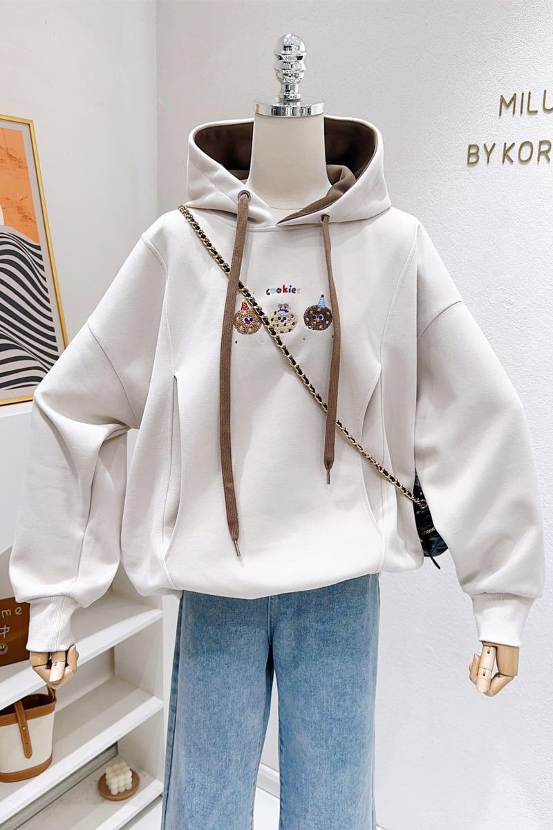 定番シンプルゆったりフード付きパーカ全3色トップス<S-4742>
