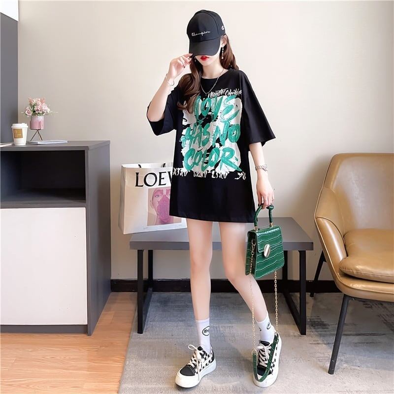 個性的なデザイン 切り替え 一目惚れ プリント Tシャツ カットソー＜S-3400＞