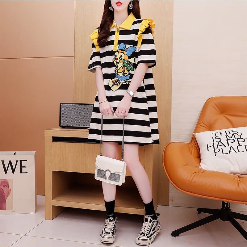 個性的なデザイン プリント オシャレ度満点 Tシャツ カットソー ワンピース＜S-3514＞