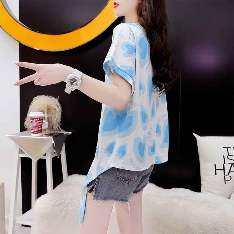 ゆったり感アップ 3色選択可 オシャレ度満点 プリント Tシャツ カットソー＜S-3100＞
