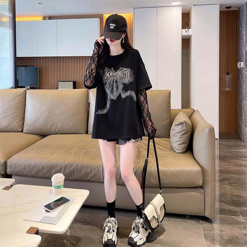 話題沸騰中 レイヤード風 美人度アップ ルーズ Tシャツ ＜S-8707＞