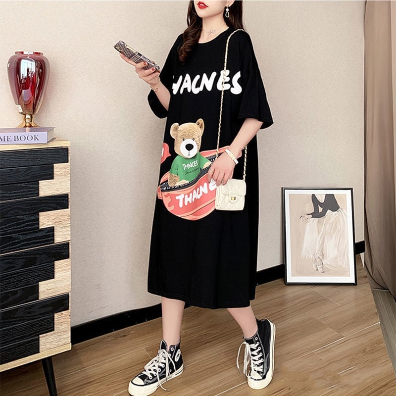 スタイリッシュ プリント カジュアル Tシャツ カットソー ワンピース＜S-8285＞