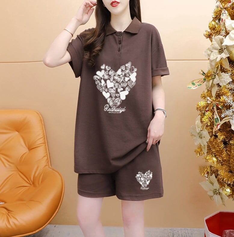 売り切れ必至 シンプル 清涼感たっぷり 半袖Tシャツ＋パンツ セットアップ＜S-8195＞