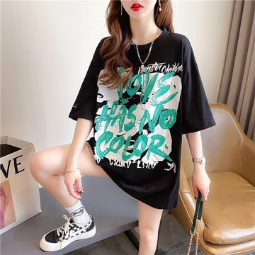 個性的なデザイン 切り替え 一目惚れ プリント Tシャツ カットソー＜S-3400＞