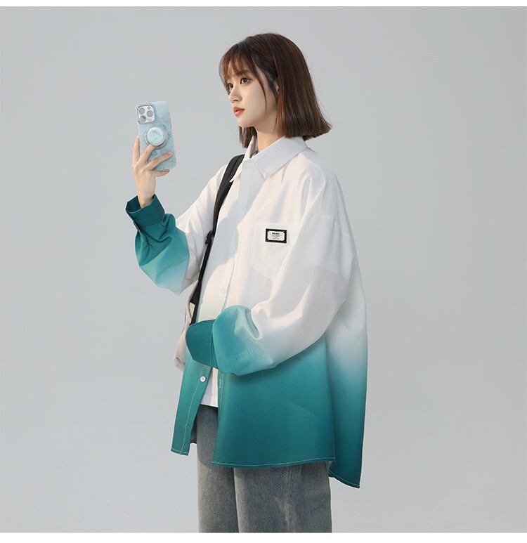 早い者勝ち 質感のいい グラデーション ゆったり 4色展開 シャツ  <S-12990>