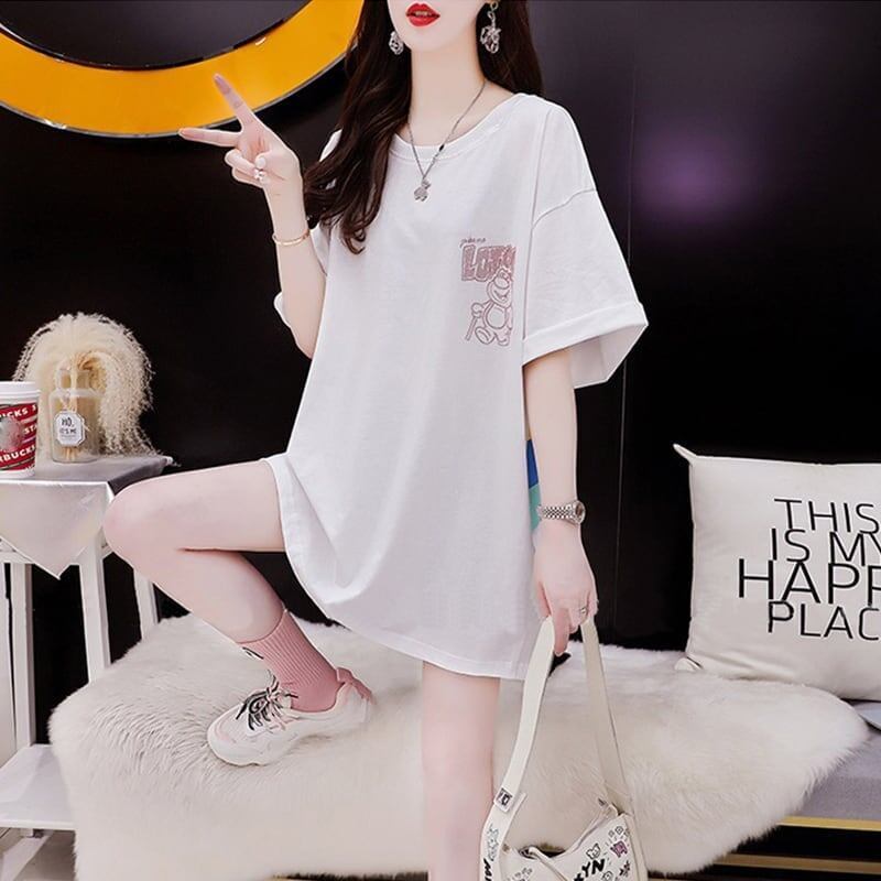 スタイリッシュ 切り替え 一目惚れ プリント Tシャツ カットソー＜S-3654＞